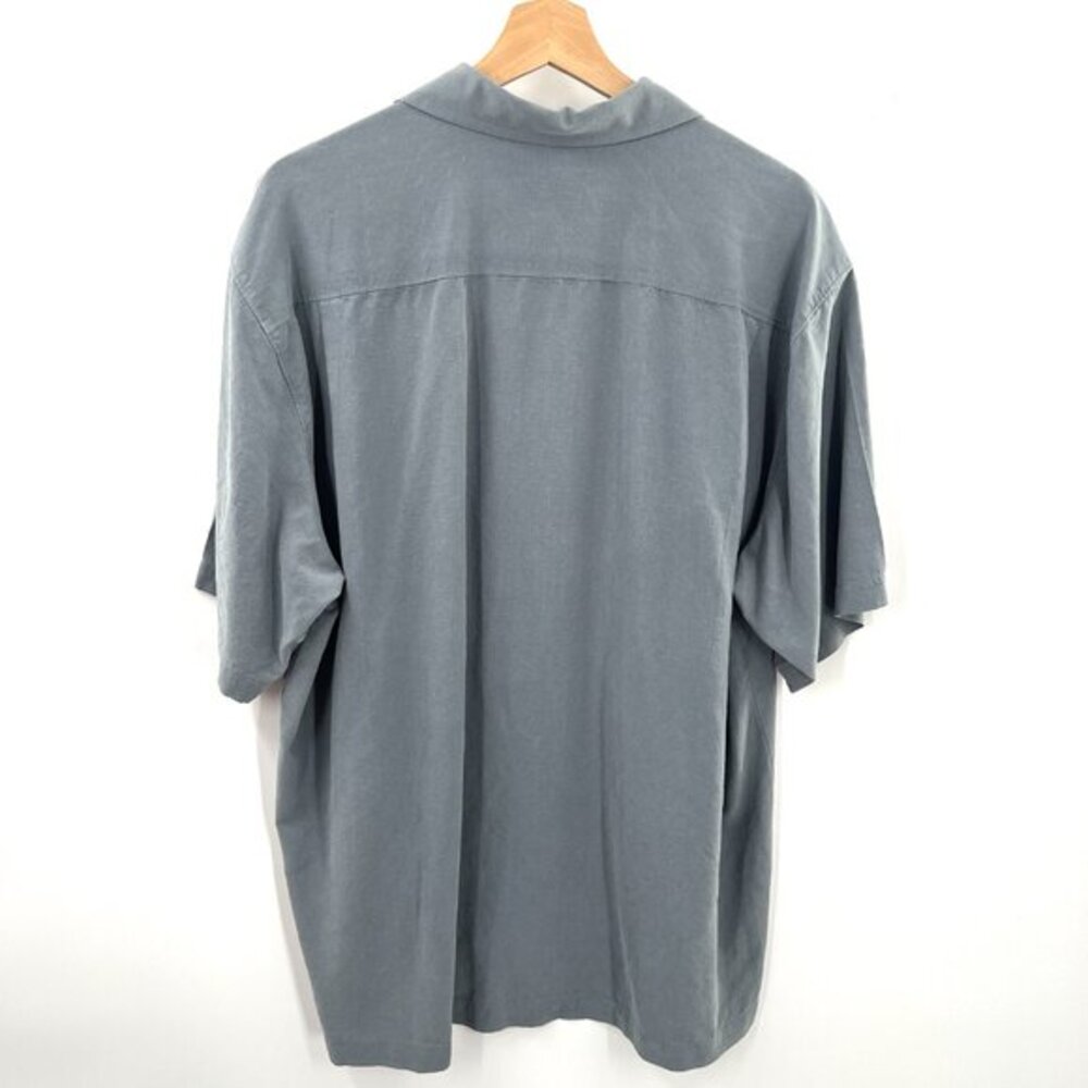 Tommy Bahama 100% textured silk orginal fit gray blue button front shirt XL - Picture 12 of 12